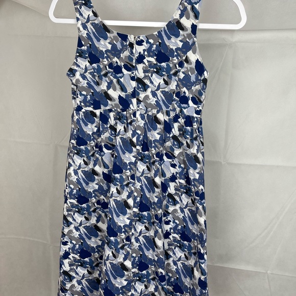 Ann Taylor Fully Lined Beaded Sheath Dress Size 00 Petite Blue Artsy Design - Picture 7 of 8